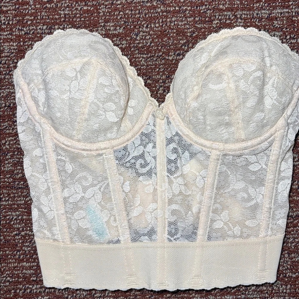 Carnival vintage nude lace bustier bra delicate floral lace low back bra 34C